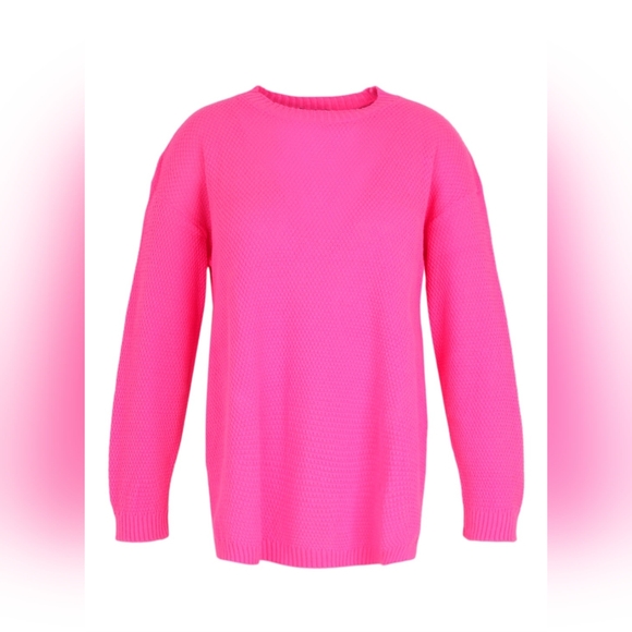 Boohoo Side Split Hot Pink Sweater, Plus Size 20 - Picture 6 of 7